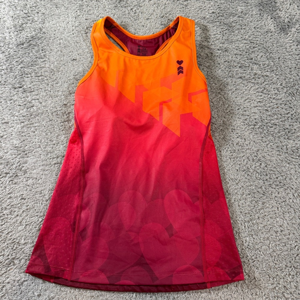 Drop Shot Maira Womens Padel Tennis Tank Top Small S Orange Red Ombre Heart